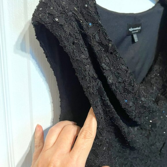 Connected Apparel Sequin-Lace-NWT-Lined Perfect "Little Black Dress"-Size 6 - Picture 11 of 14